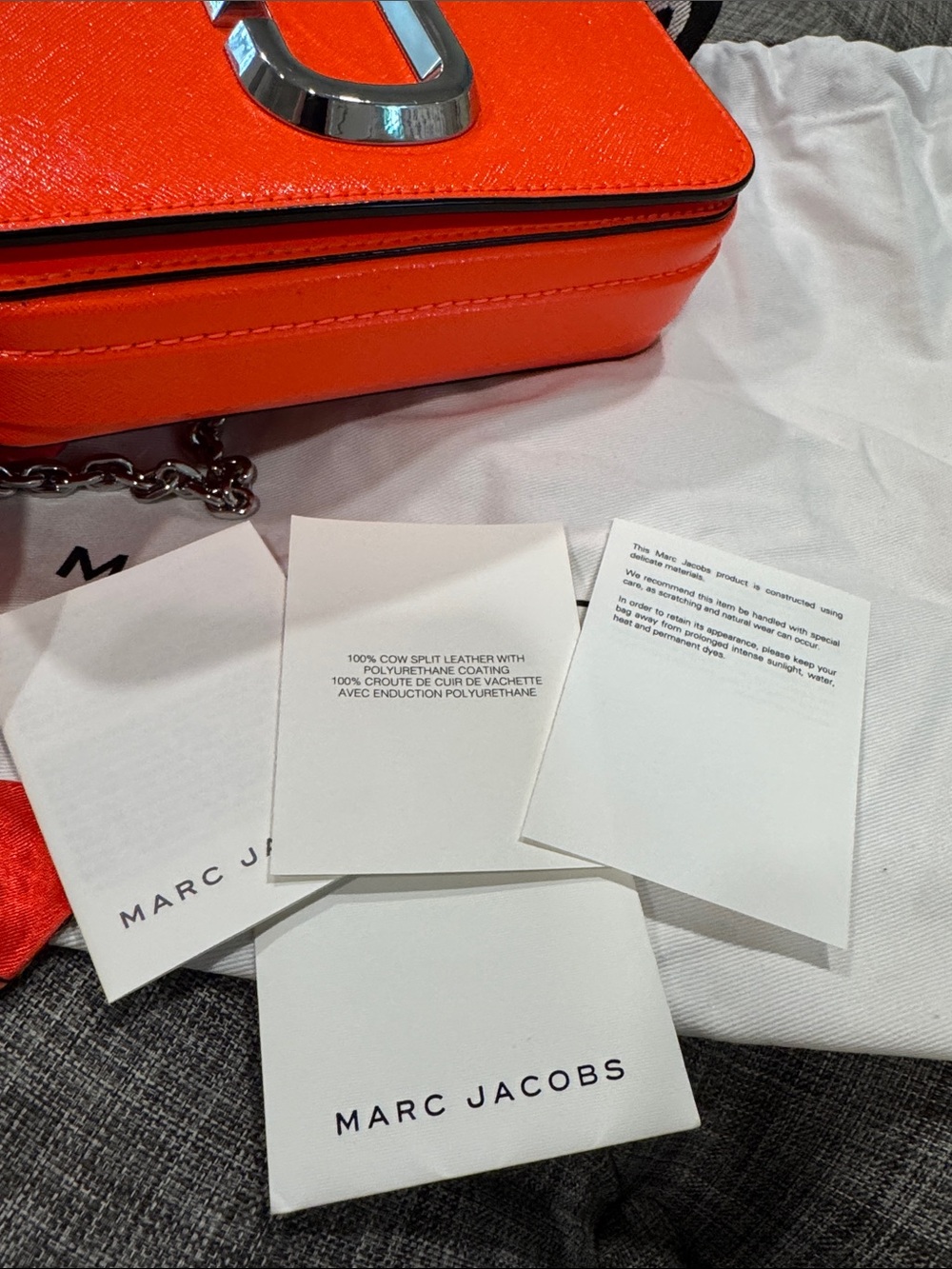 Marc Jacobs Bag Snapshot Small Crossbody Fanny Pack Belt Bag Orange Logo Strap - Picture 15 of 17